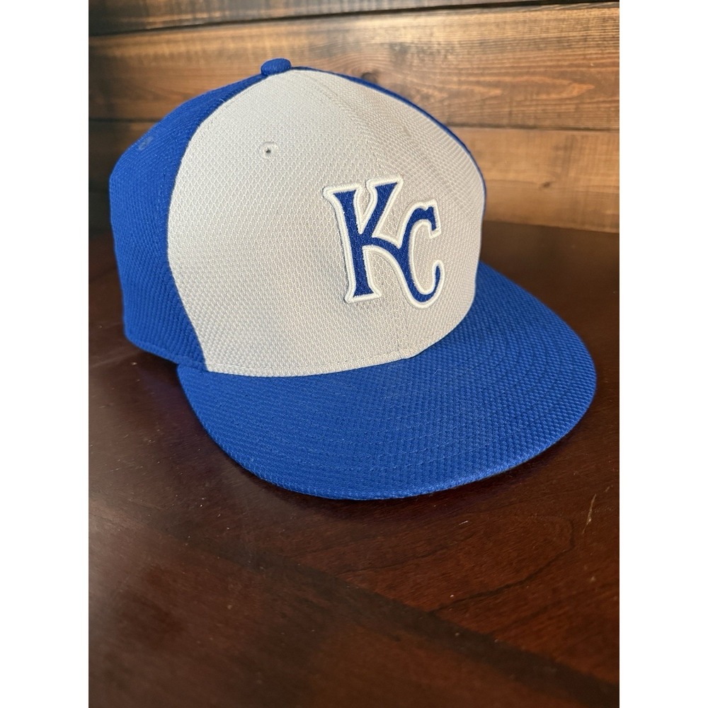 New Era 59FIFTY Kansas City Royals Cool Base Fitted Hat Size 7 3/8 Blue Baseball